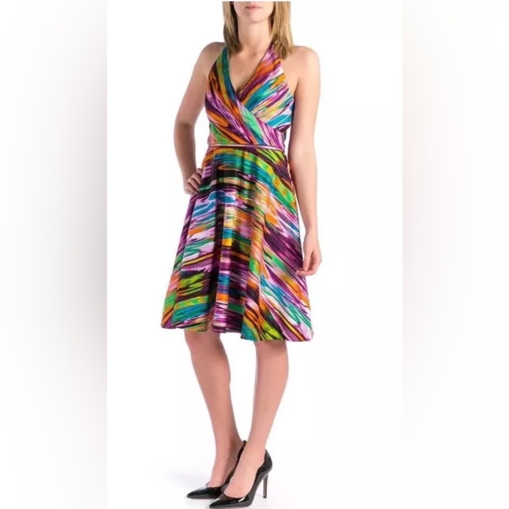 Calvin Klein Multi-Colored, Halter, Fit & Flare Dress